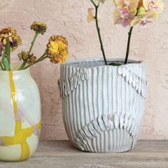 Handmade Pleated Stoneware Vase