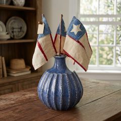 Handmade Primitive Fabric American Flag Set of 3