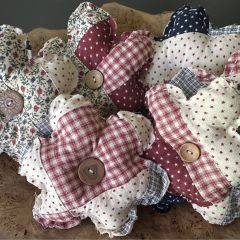 Handmade Primitive Fabric Flower Bowl Fillers Set of 2