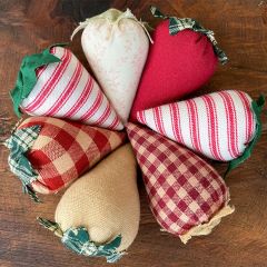 Handmade Primitive Strawberry Bowl Fillers Set of 6