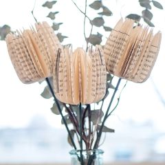 Handmade Repurposed Book Paper Tulip Stems Set of 3