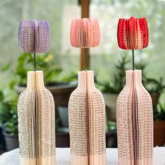 Handmade Repurposed Book Paper Vase with Flower