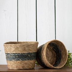 Handmade Simple Stripe Storage Basket Set of 2