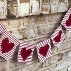 Handmade Striped Heart Banner Garland