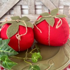 Handmade Tomato Shelf Sitter Set of 2 Light Red
