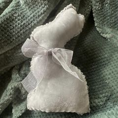 Handmade Velvet Bunny Pillow with Bow