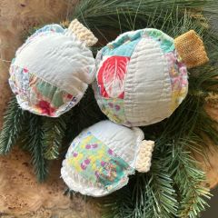 Handmade Vintage Quilt Christmas Ornament Bowl Filler Set of 3
