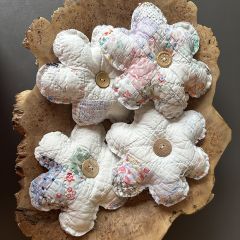 Handmade Vintage Quilt Flower Bowl Fillers Set of 2