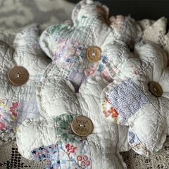 Handmade Vintage Quilt Flower Bowl Fillers Set of 2