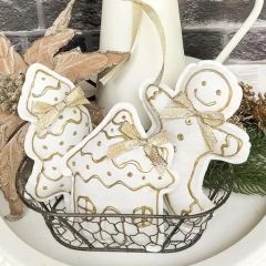 Handmade White Gingerbread Cookie Bowl Fillers Set of 3