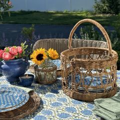 Handwoven Plate Storage Basket With Handle