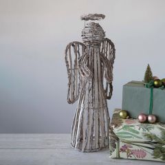 Handwoven Whitewashed Rattan Angel