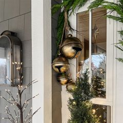 Hanging Antique Gold Metal Jingle Bells