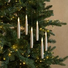 Hanging Cream Shimmer LED Candles Set of 6