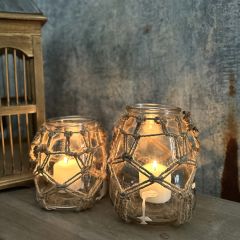 Hanging Glass 6.5 Inch Vase In Rope Net