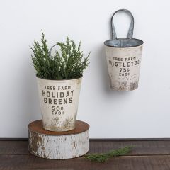 Hanging Holiday Metal Pail Set of 2