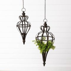 Hanging Ornate Candle Lanterns Set of 2