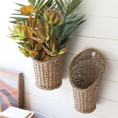 Hanging Rattan Wall Basket Set of 2