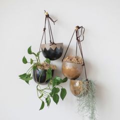 Hanging Reactive Glaze Stoneware Pot Set of 4