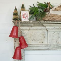 Hanging Red Metal Bells On Jute