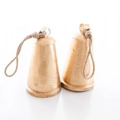 Hanging Rustic Metal Cone Bell 10 Inch Set of 2