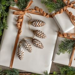 Hanging Snow Covered Pinecone Cluster