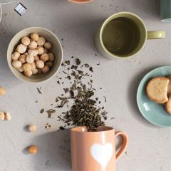 Happy Heart Handmade Stoneware Mug Set of 4