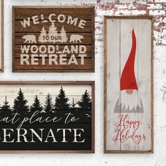 Happy Holidays Gnome Whitewash Wall Art