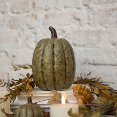 Harvest Accents Olive Green Decorative Pumpkin 7.5 inch