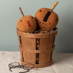 Harvest Hollow Stitched Face Fabric Pumpkins Set of 2