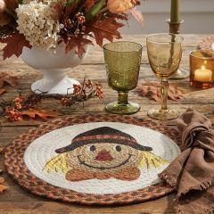 Harvest Scarecrow Braided Round Placemat Set of 4