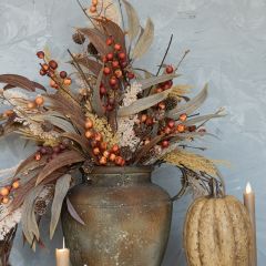 Harvest Season Faux Wheat and Berry Spray