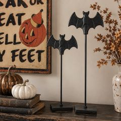 Haunted Hollow Bat on Stand Set of 2