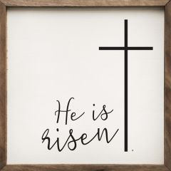 He Is Risen Cross White Framed Wall Sign
