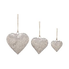 Heart Bell On Jute Rope Hanger Set of 3