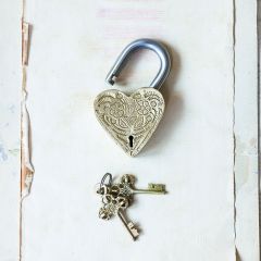 Heart Shaped Brass Lock With Matching Keys