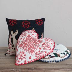 Heart Shaped Embroidered Pillow
