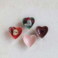 Heart Shaped Stoneware Dish Set of 4