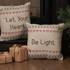 Hearts and Cross Stitch Holiday Pillow Set of 2