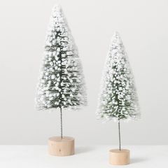 Heavily Flocked Bottle Brush Tree Set of 2