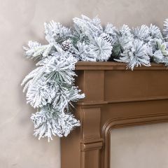 Heavily Snow Flocked Holiday Garland
