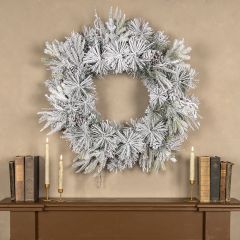 Heavily Snow Flocked Holiday Wreath
