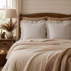 Heirloom Cottage Ticking Stripe Ruffled Euro Sham