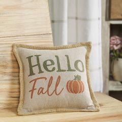 Hello Fall Primitive Farmhouse Accent Pillow