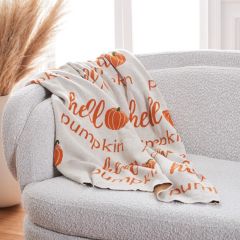 Hello Pumpkin Cotton Throw Blanket