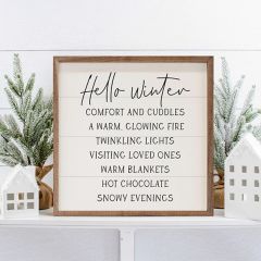 Hello Winter Comforts White Wall Art