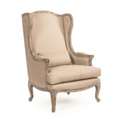 Hemp Linen Upholstered Wingback Chair