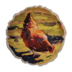 Hen Print Canvas Accent Pillow