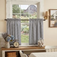 Heritage Farmhouse Blue Check Curtain Panel Set of 2