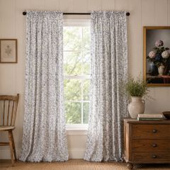 Heritage Farmhouse Blue Floral Curtain Panel Set of 2